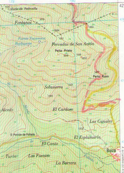Topografía Buiza- Forcadas de San Antón. Camino del Salvador etapa 2
