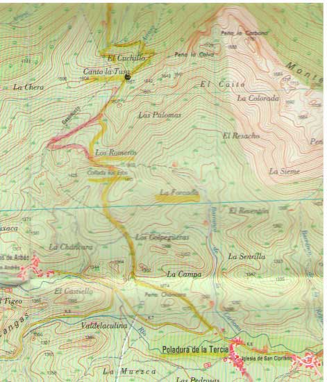 Topografía Poladura Canto la Tusa. Etapa 3 Camino del Salvador